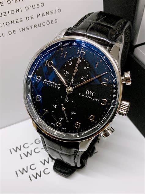 iwc portoghieser chronograph black dial iw371447|IWC Portuguese Chronograph .